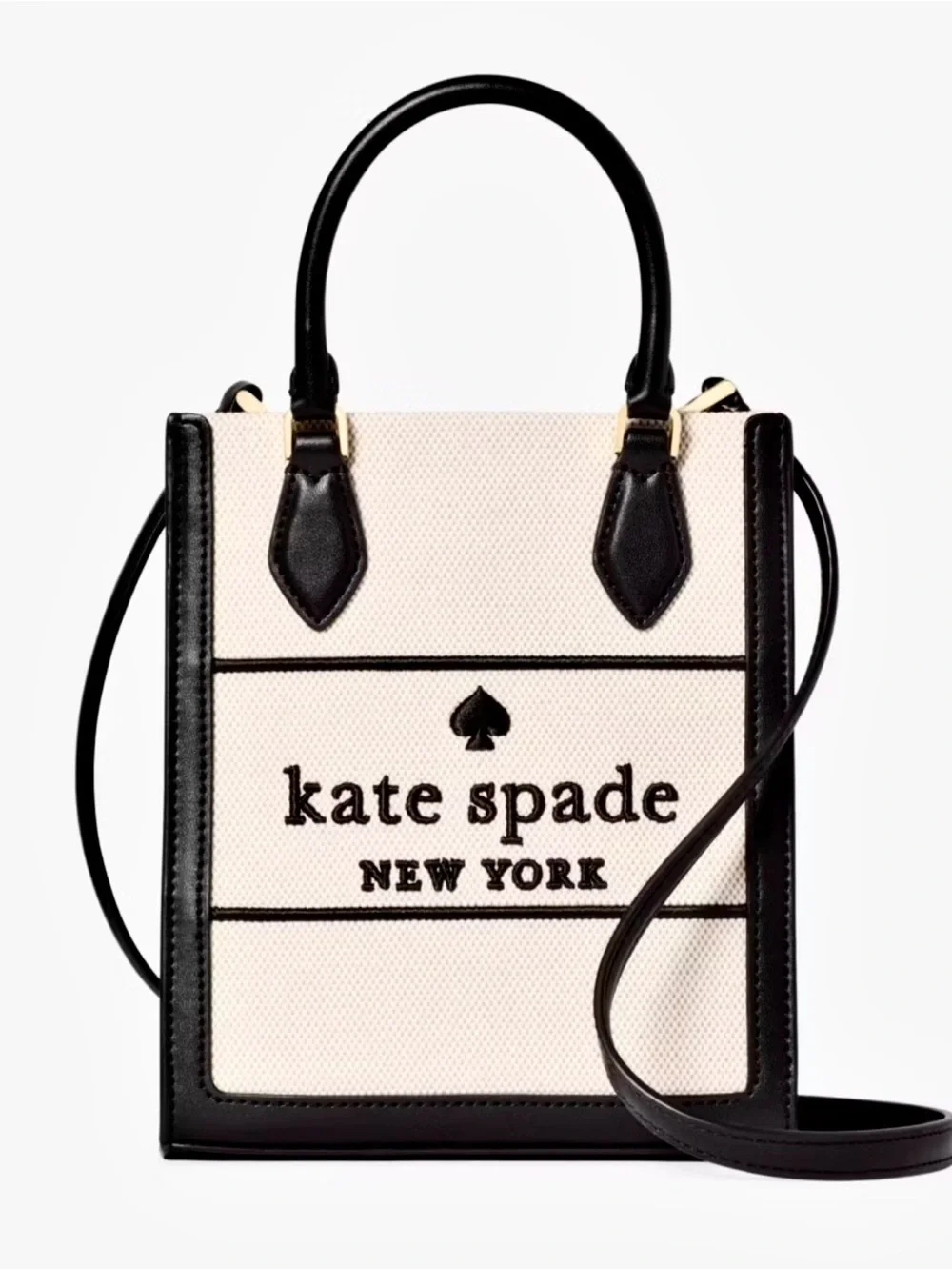 kate spade Cream and Black Mini Tote Crossbody